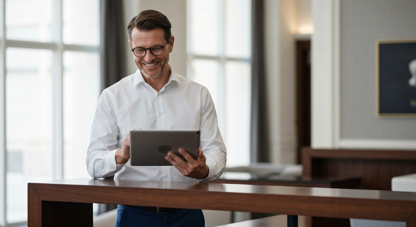 Hotel concierge effortlessly managing reservations