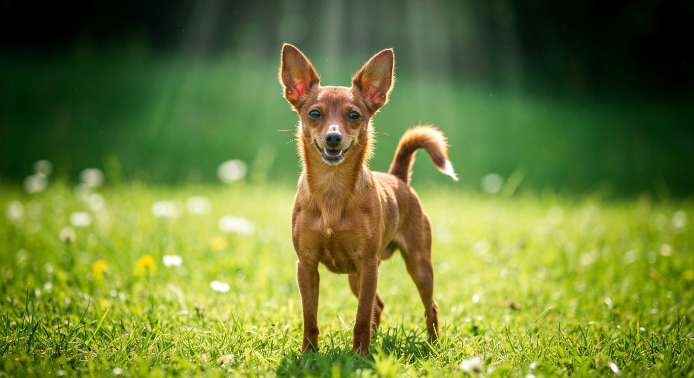 Toy Fox Terrier in a grassy field