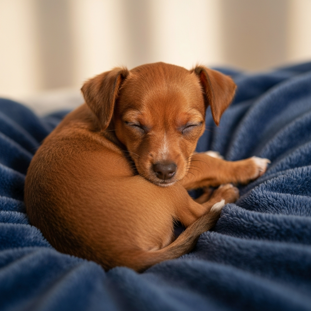 Cute Toy Fox Terrier puppy sleeping