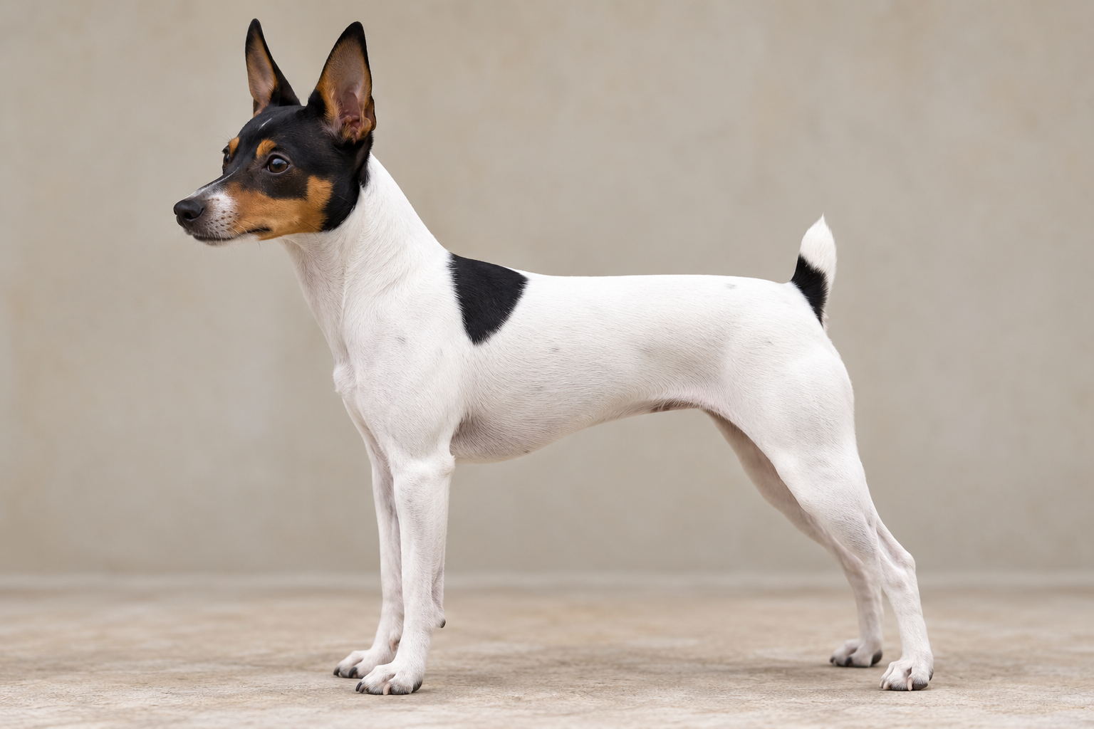 Toy Fox Terrier standing in profile