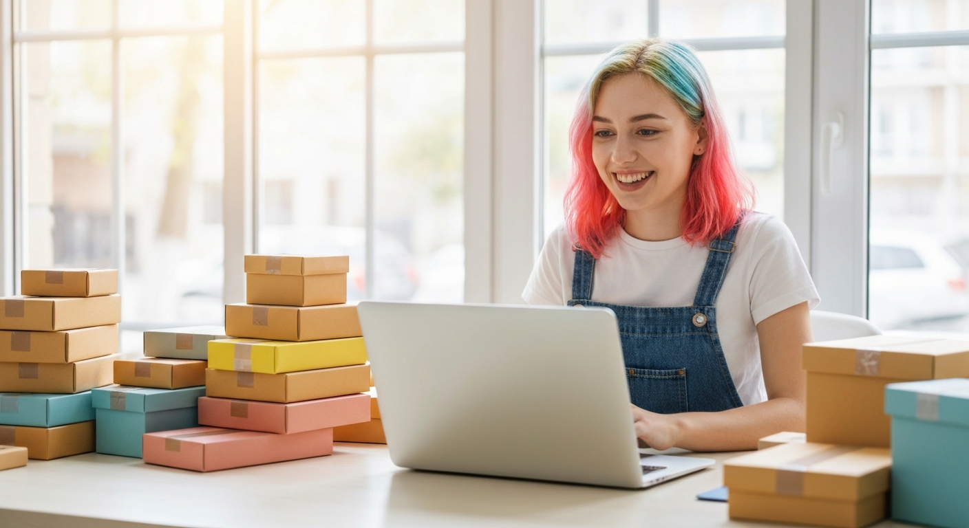 Market stall trader and creative entrepreneur managing Shopify store
