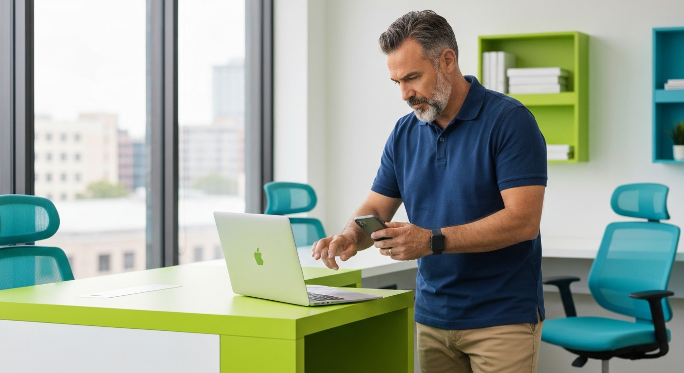 Creative professional setting up social media profiles