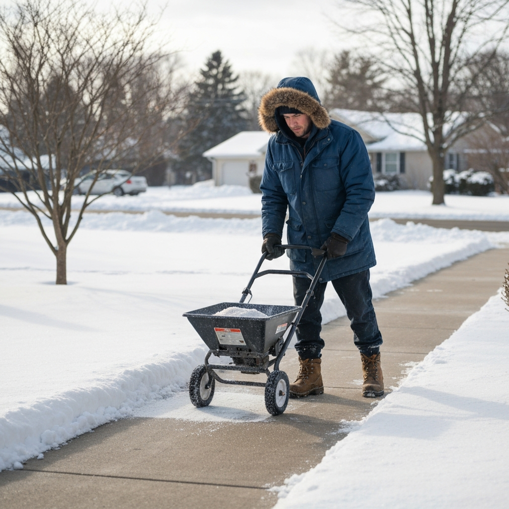 Salt application on walkways