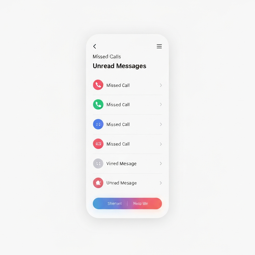 Missed calls and unread messages UI