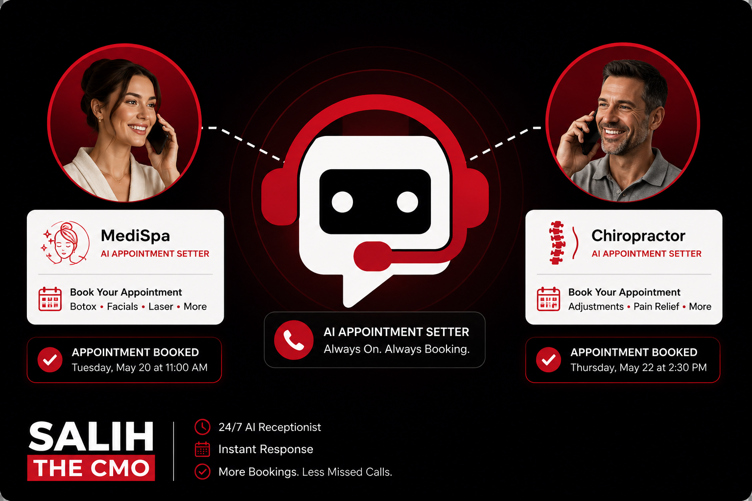 Salih the CMO AI Appointment Setter — always on, always booking