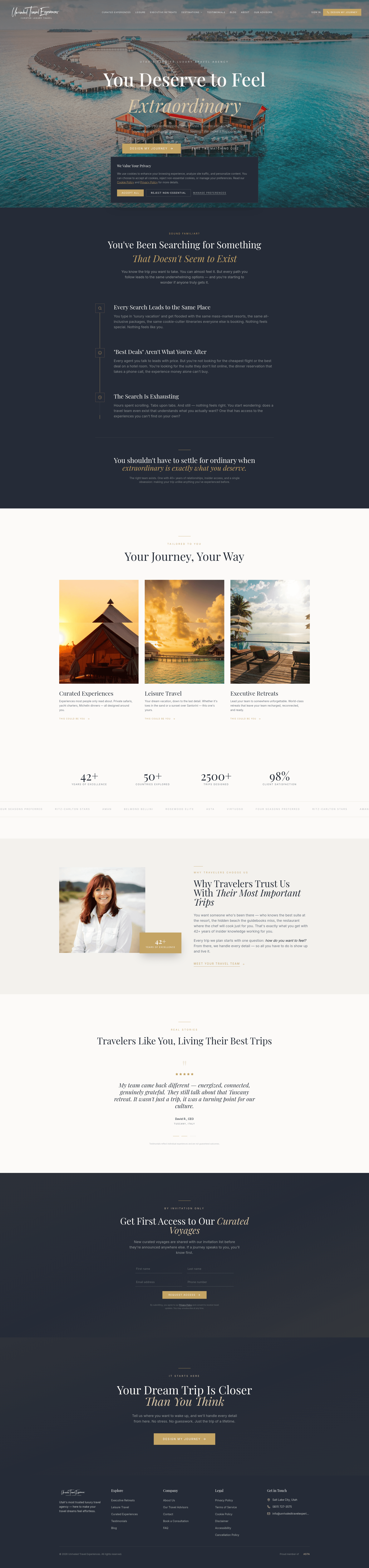 Unrivaled Travel Experiences Website