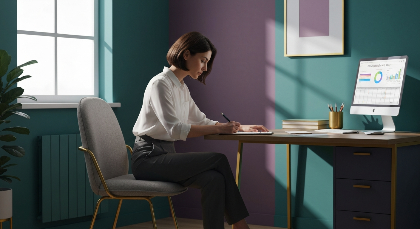 Gen-X woman calculating the complexity tax created by too many business offers, software tools, platforms, processes, and exceptions.