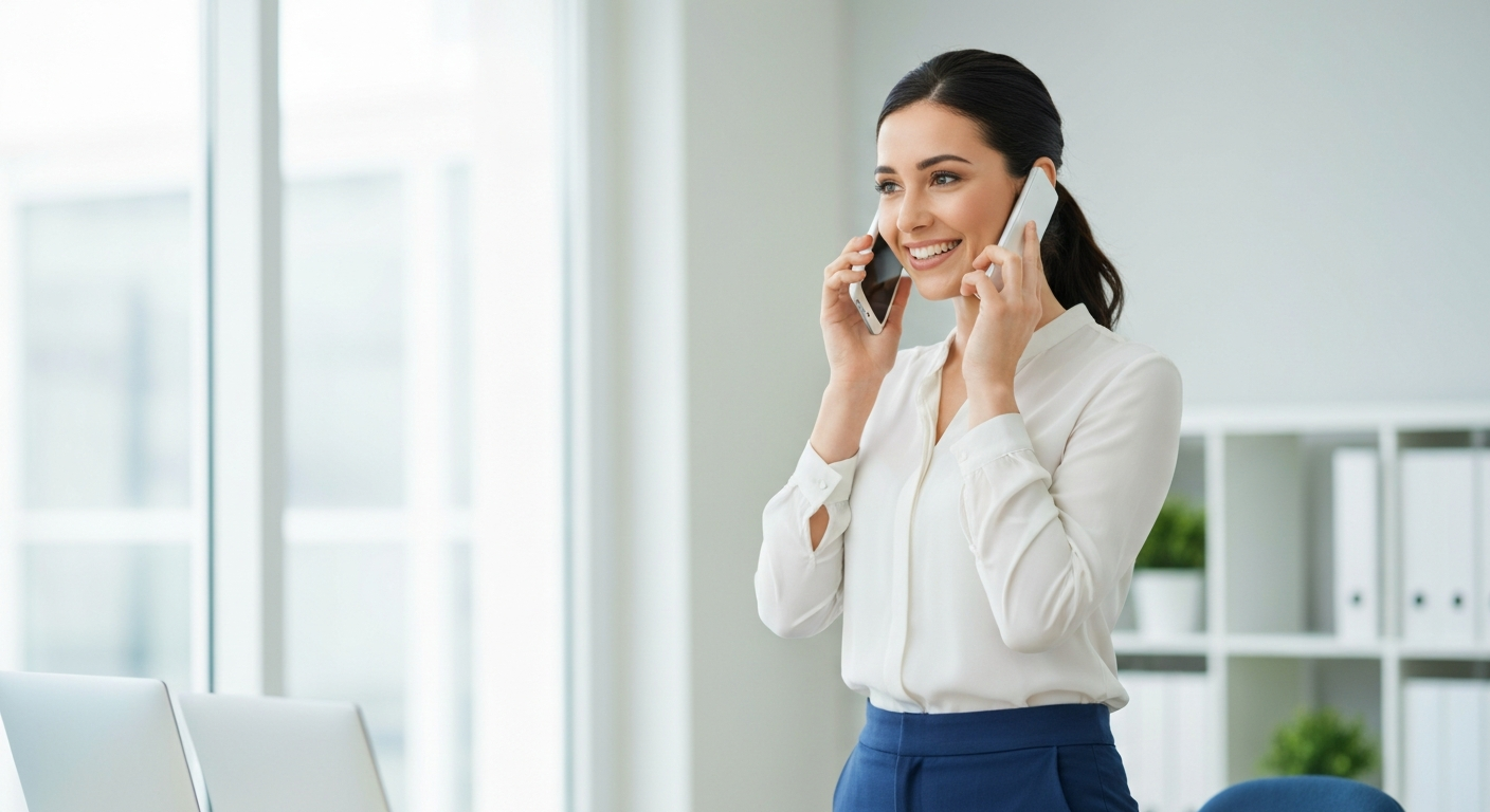 Professional customer service representative answering a phone call