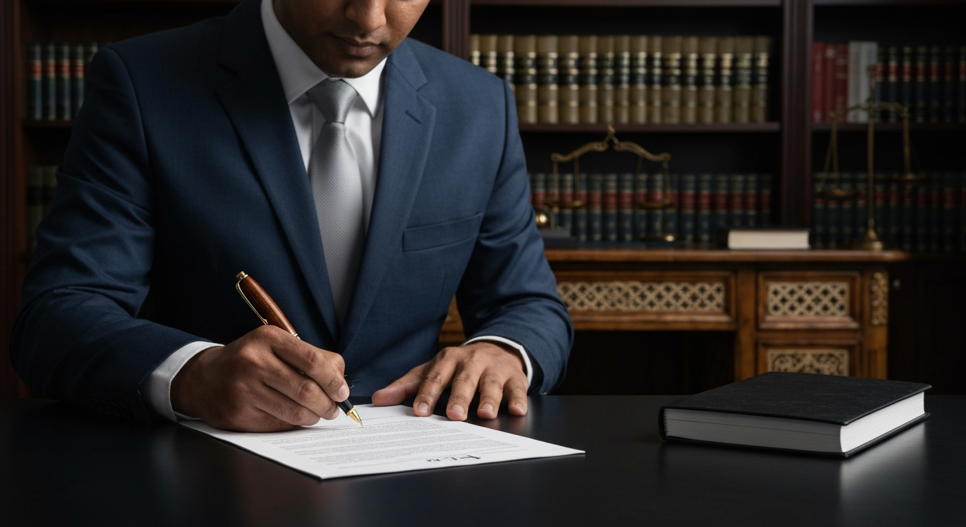 Professional signing legal document