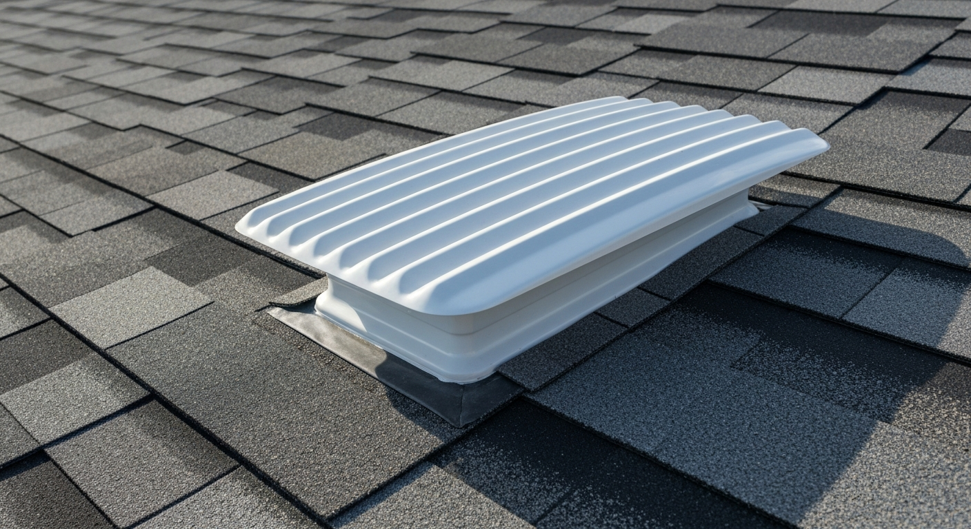 Pristine newly installed roof ridge vent and architectural shingles in Fairview TN