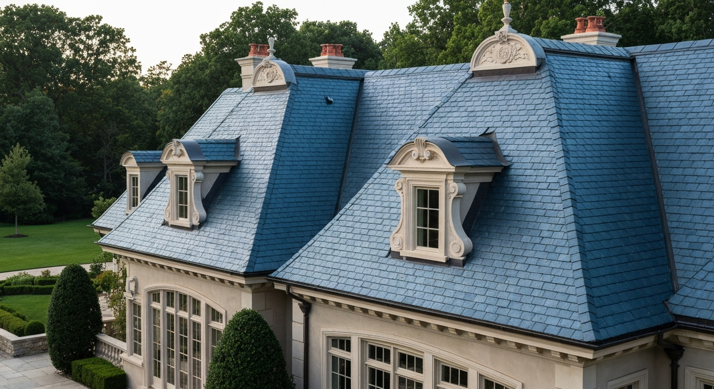Elegant estate home featuring a premium luxury slate roof