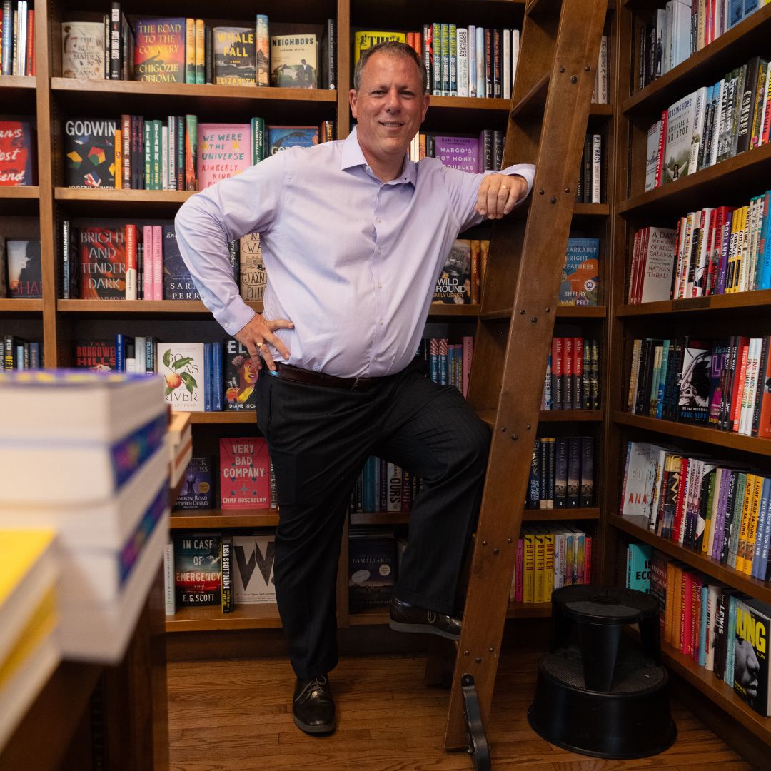 Dan Grech in a bookstore