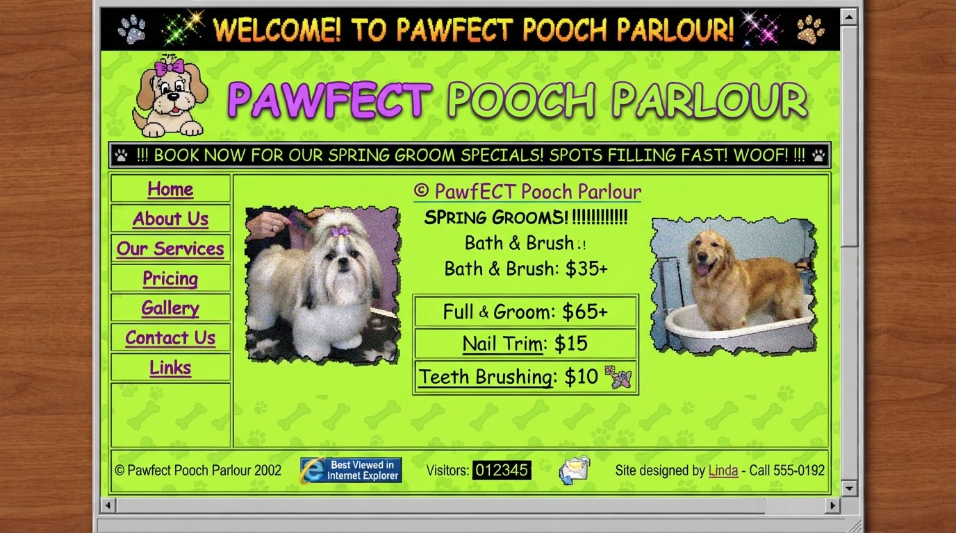Outdated dog grooming website - Website Redesign Agency Whittier CA