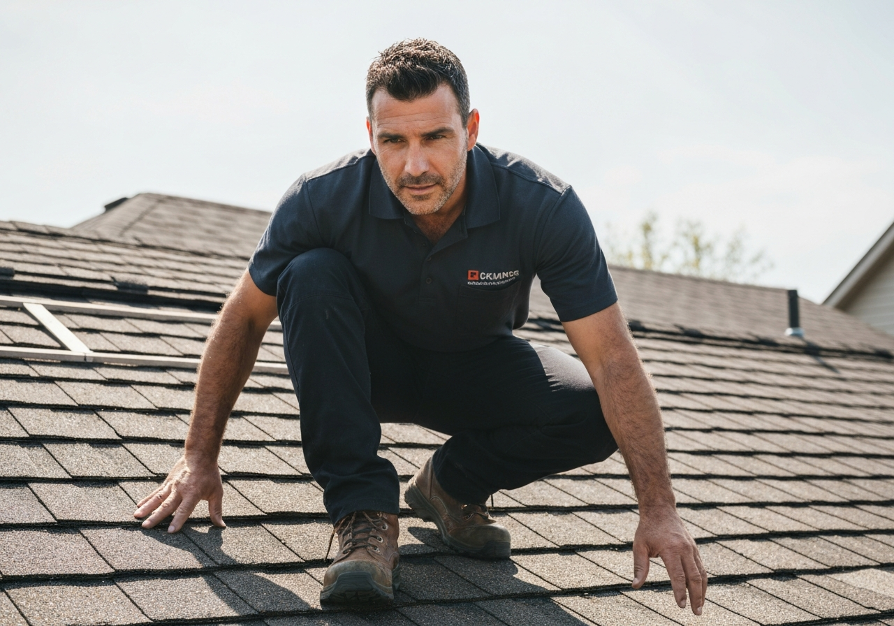 Haus Roofing professional inspecting a roof