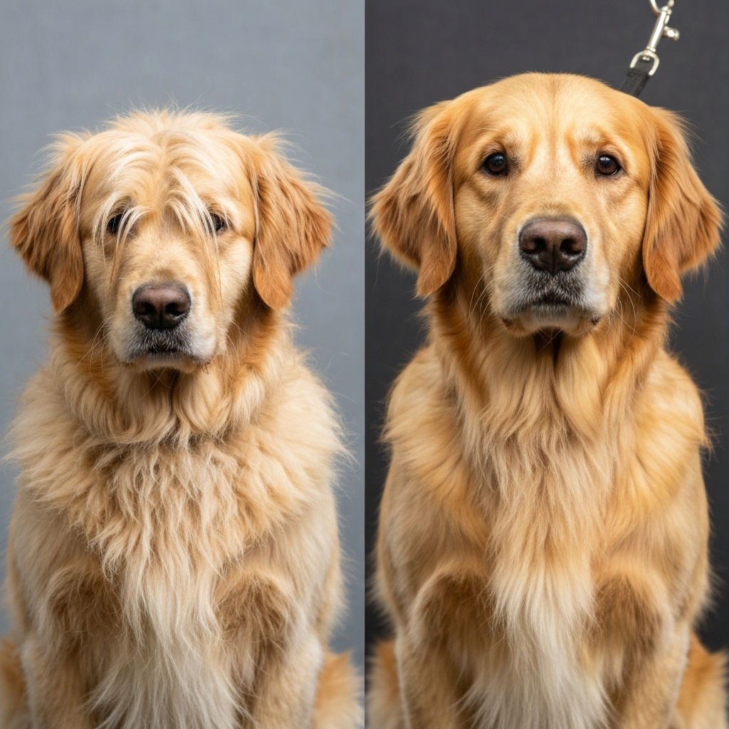 Golden Retriever Before and After