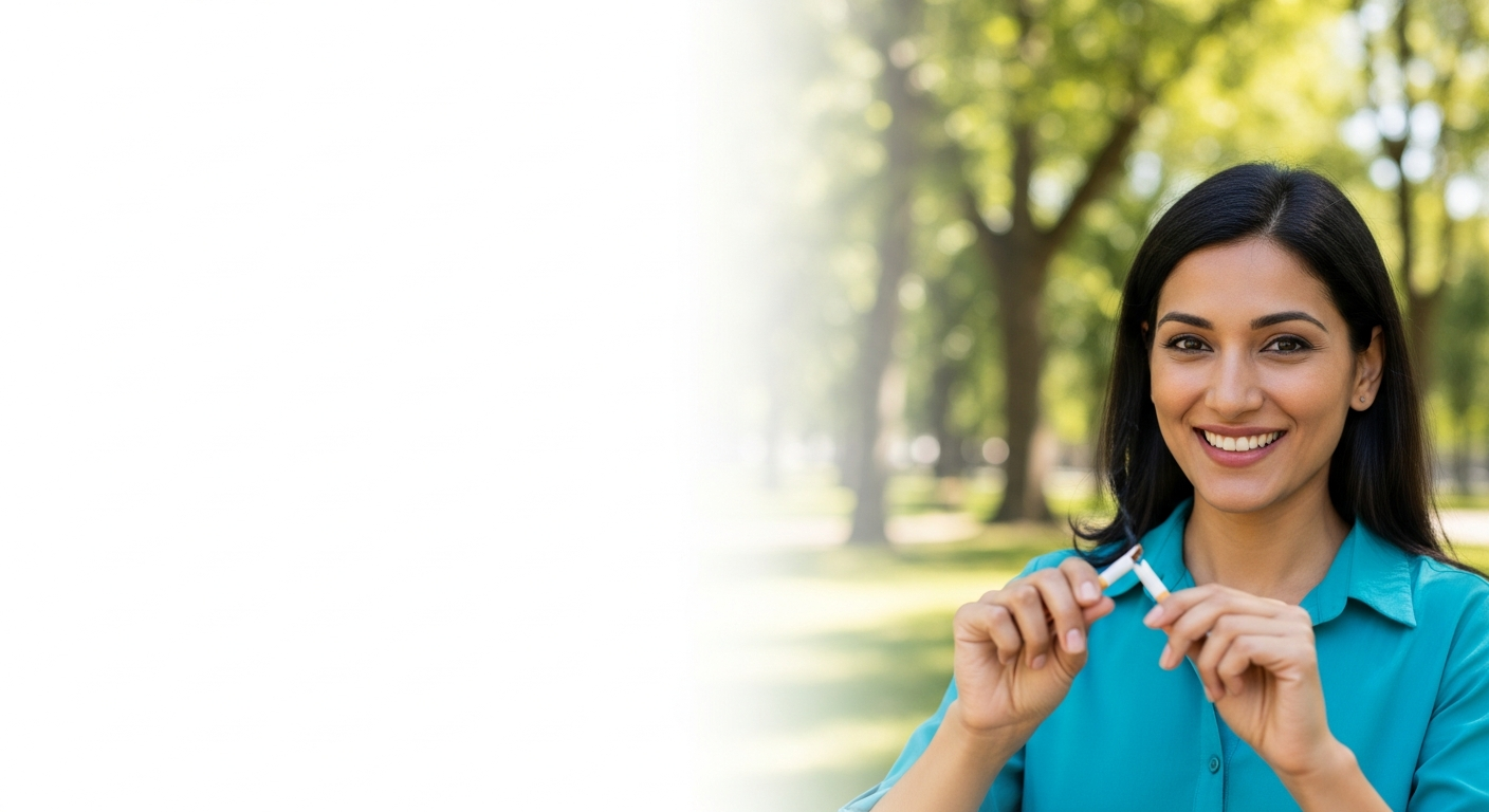 Successful non-smoker celebrating after stop smoking hypnosis in Vancouver