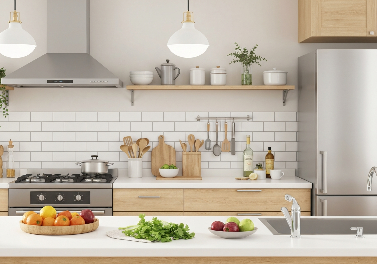 Calm, organized kitchen with fresh updates and clean counters