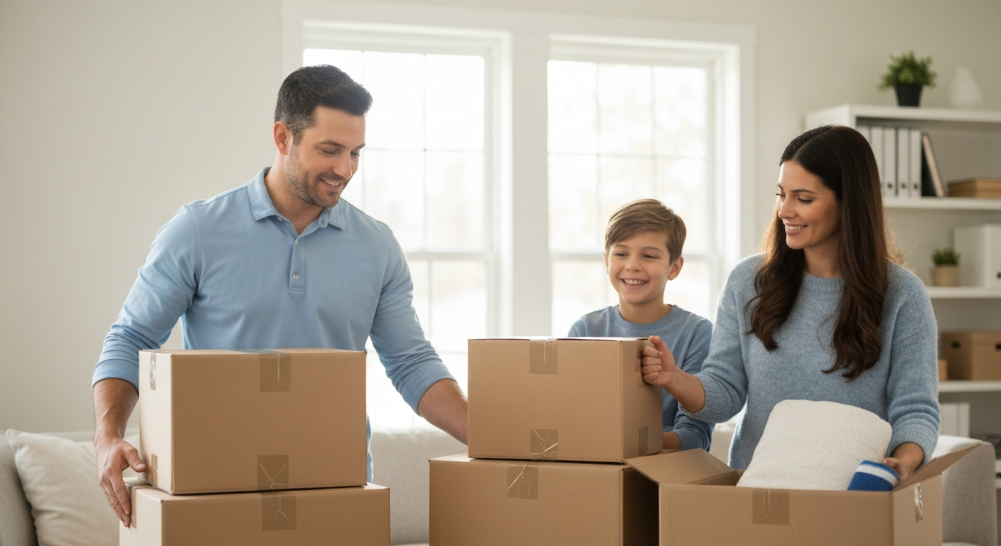 Boxes packed neatly for an organized move
