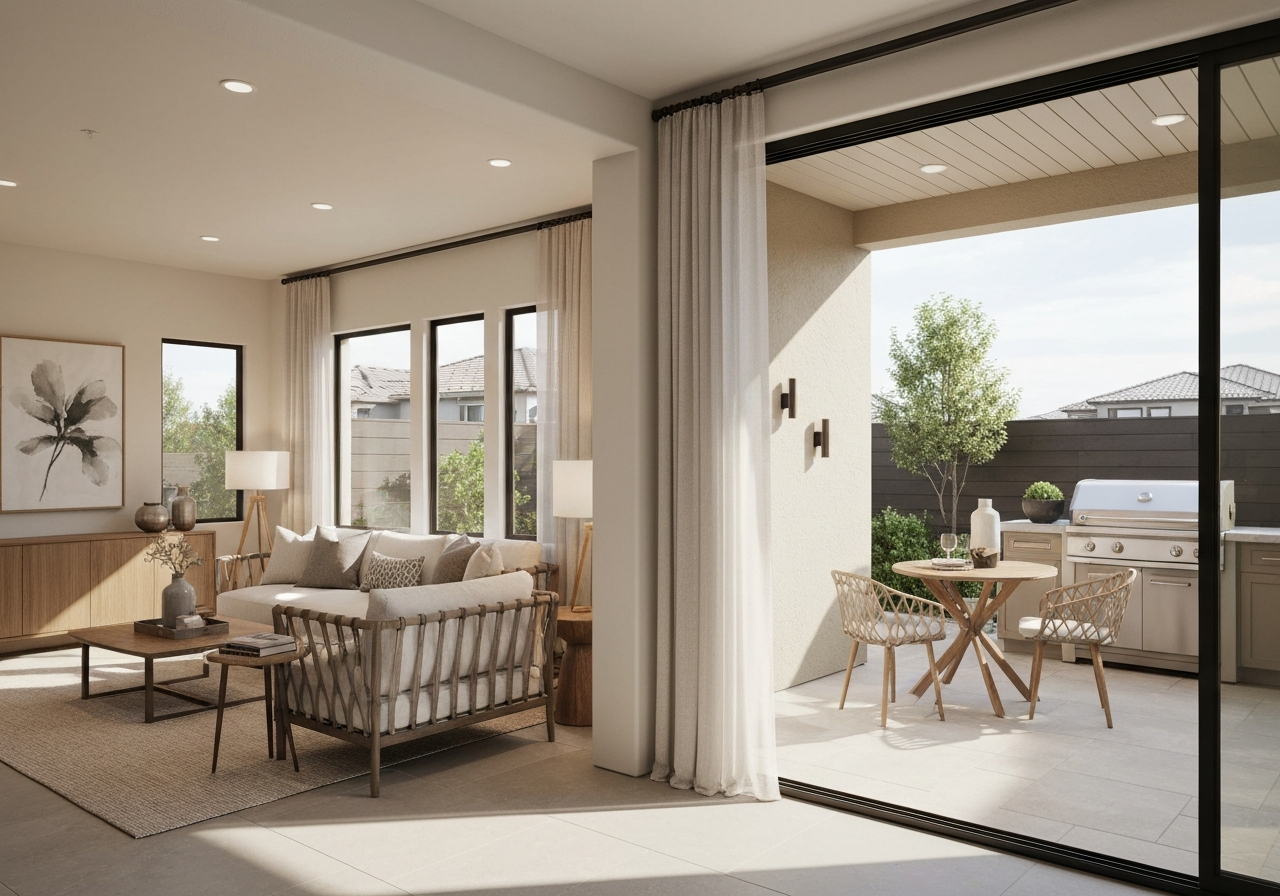 A highly functional, bright living space with seamless outdoor integration