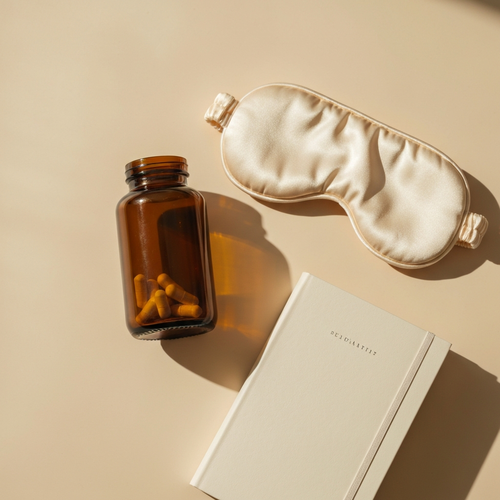 Supplement bottle and sleep mask