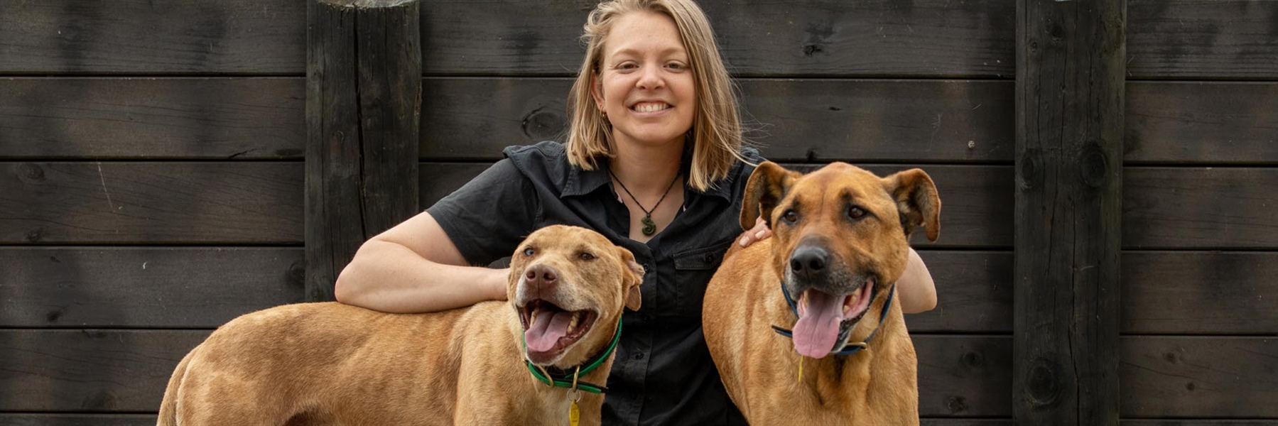 Dr. Lucy Scott with two dogs