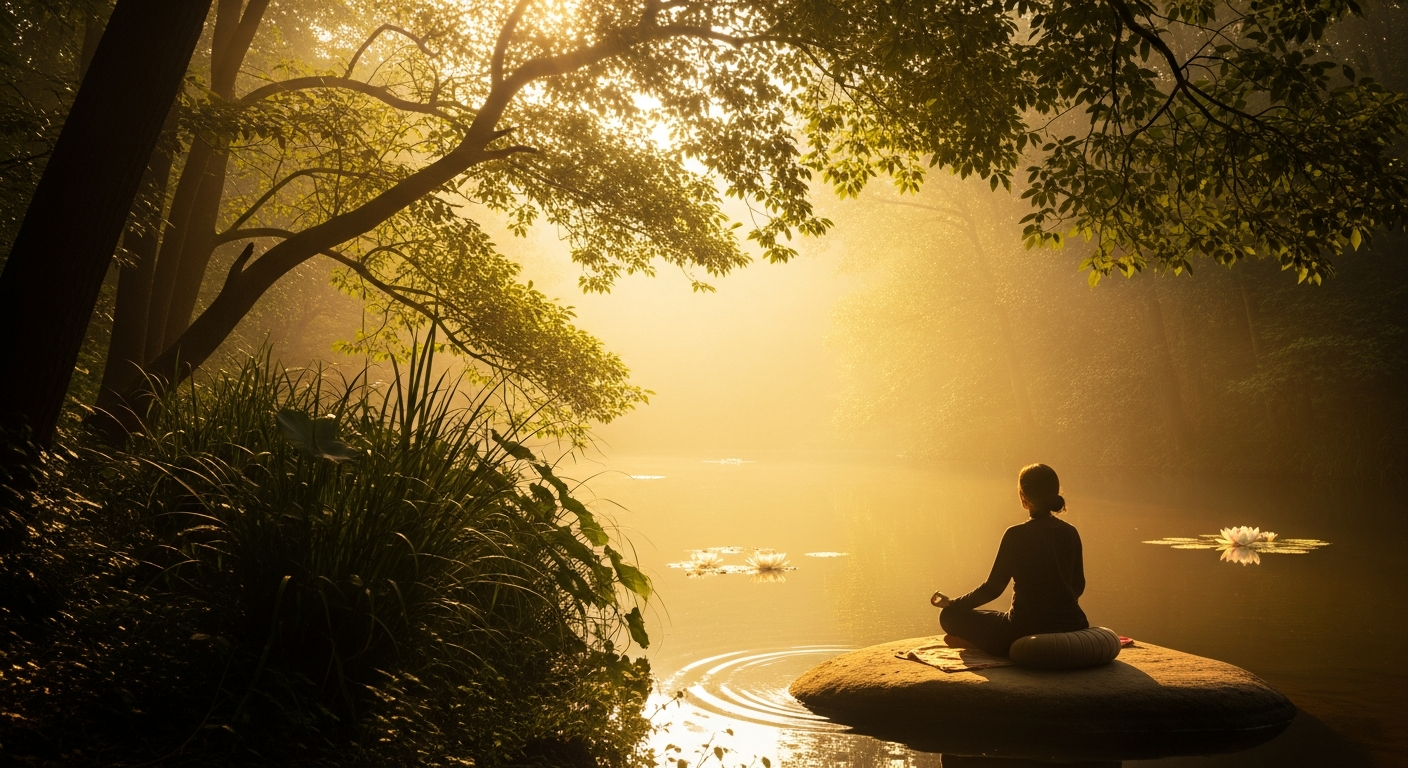 Serene nature scene representing love and meditation
