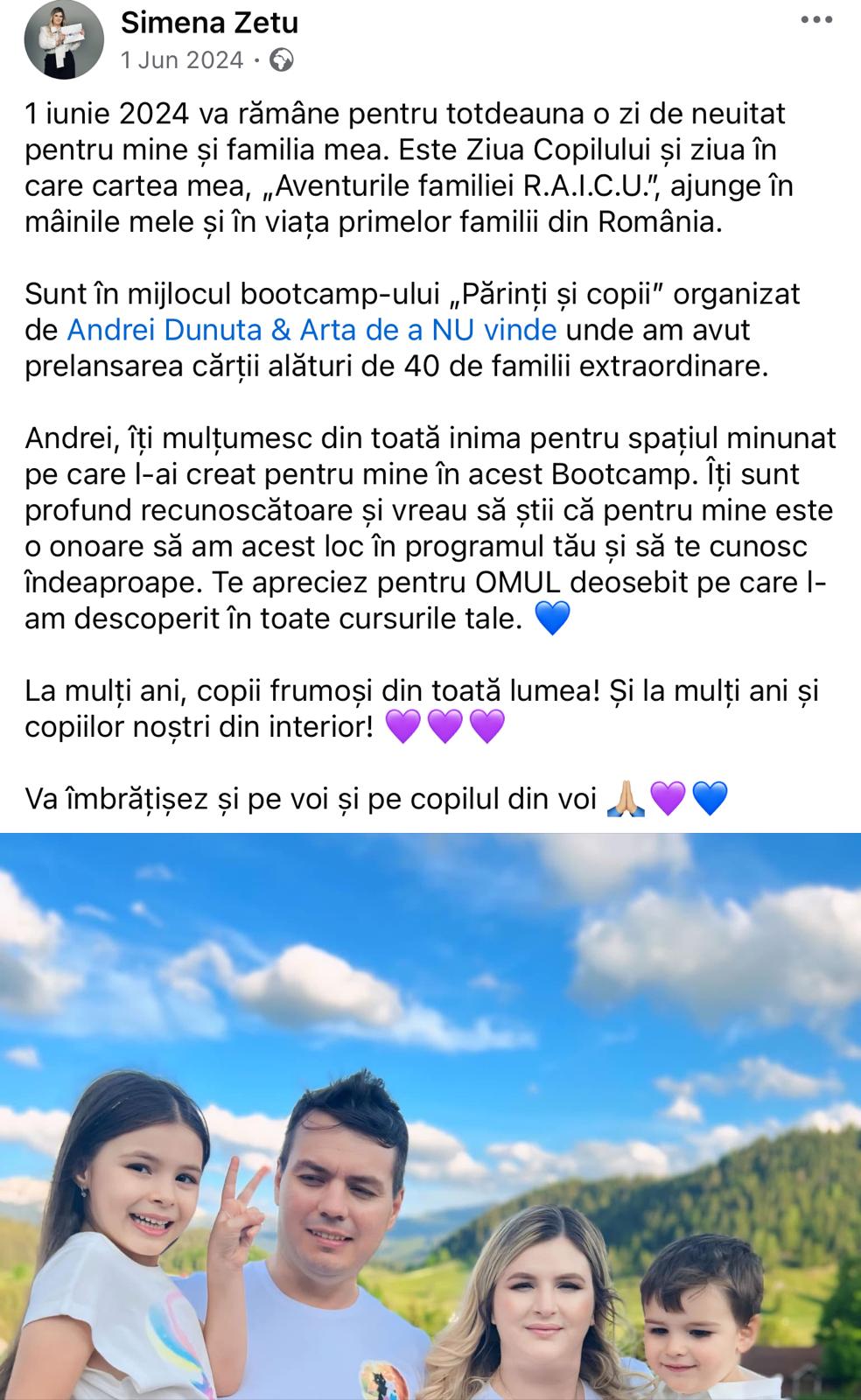 Testimonial Simena Zetu - Bootcamp Părinți și Copii