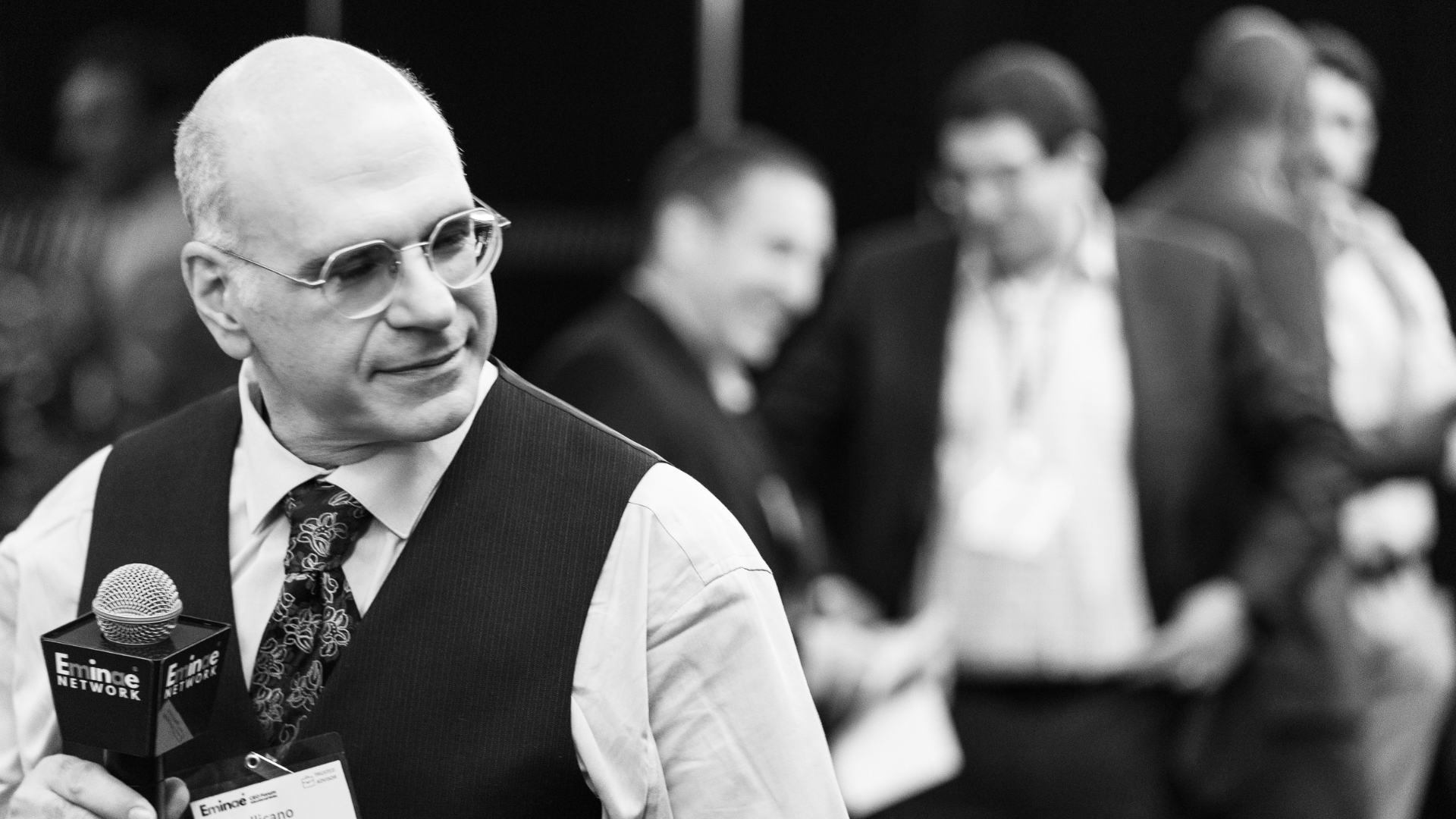 Black and white editorial interview at CEO Forum summit