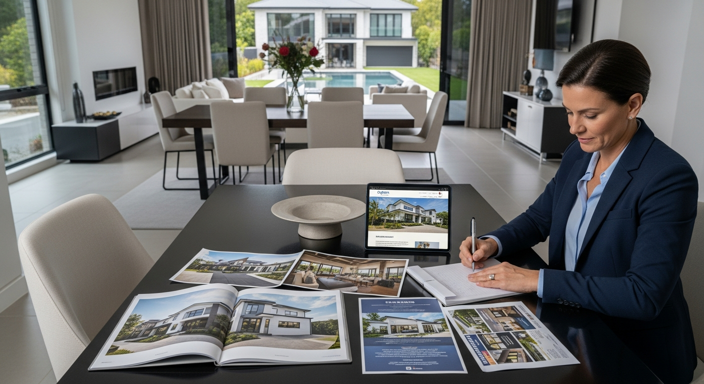 Homeowner reviewing property marketing performance on a modern dashboard