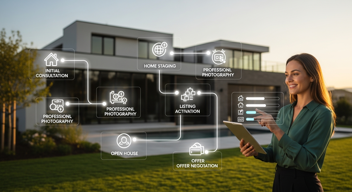 Homeowner reviewing a complete home selling plan and strategy dashboard
