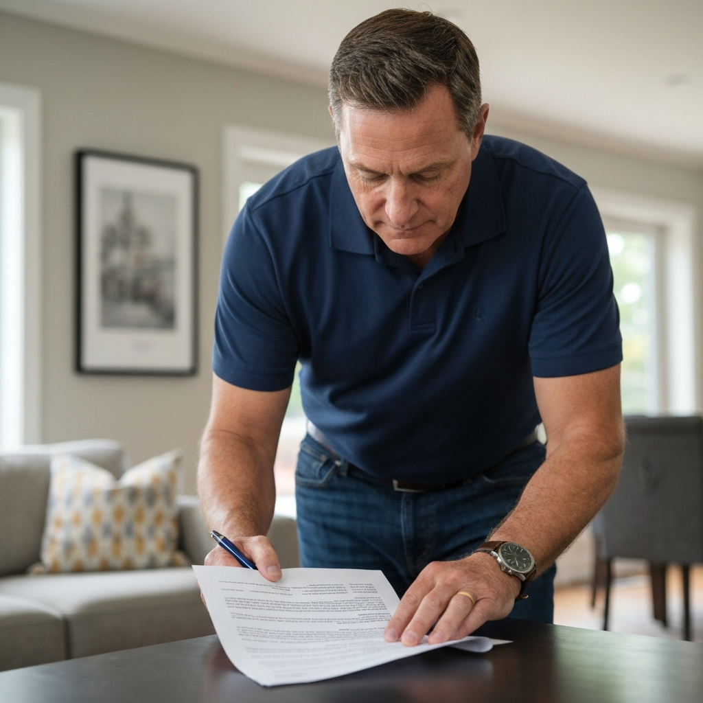 Homeowner reviewing decisions before signing paperwork