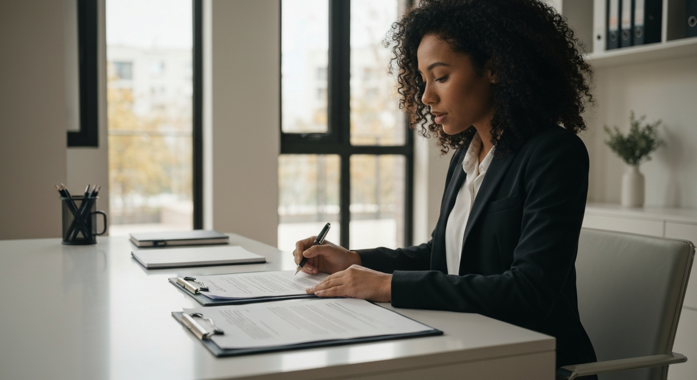 Homeowner reviewing real estate documents and terminology