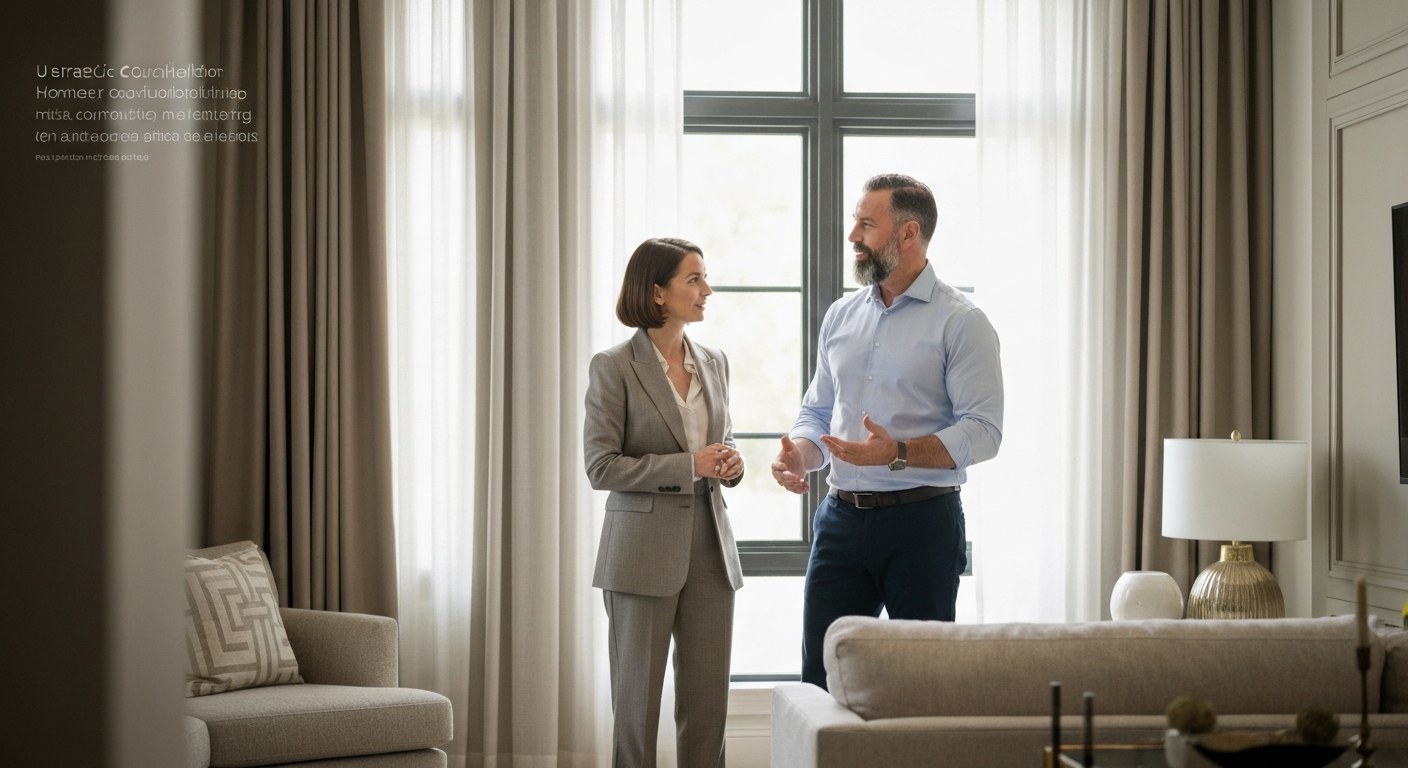 Strategic homeowner consultation in a modern luxury environment