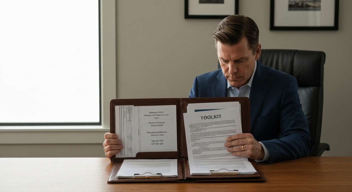 Homeowner reviewing a comprehensive toolkit of real estate resources and documents