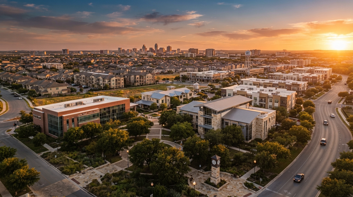Leon Valley, Texas northwest San Antonio community district at golden hour