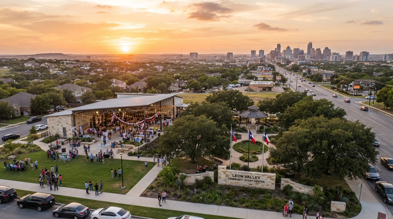 Leon Valley northwest San Antonio community district at golden hour
