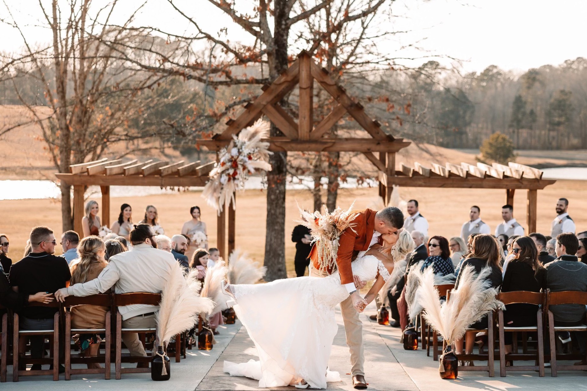 Wedding ceremony kiss