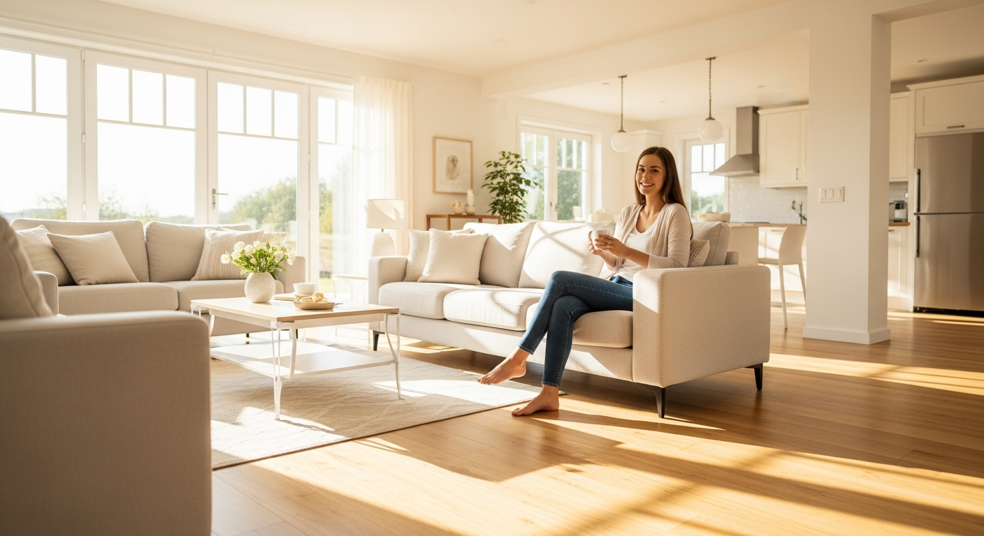 Happy customer in a clean home
