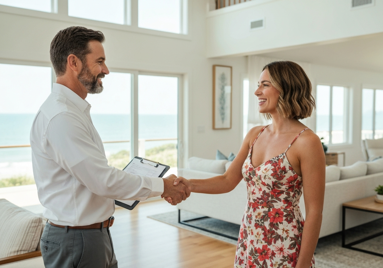 Agent and client shaking hands