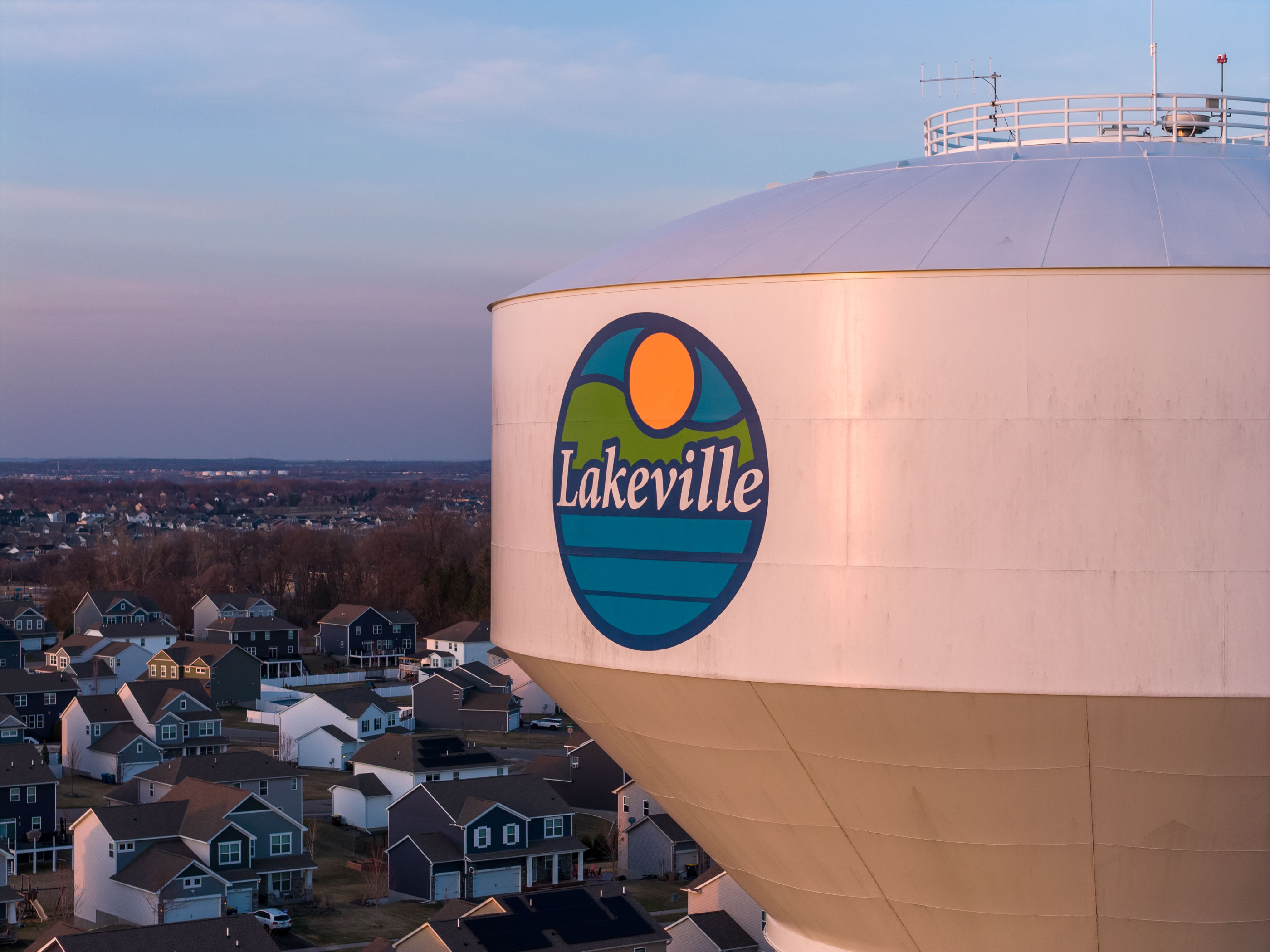 Lakeville Water Tower at sunset