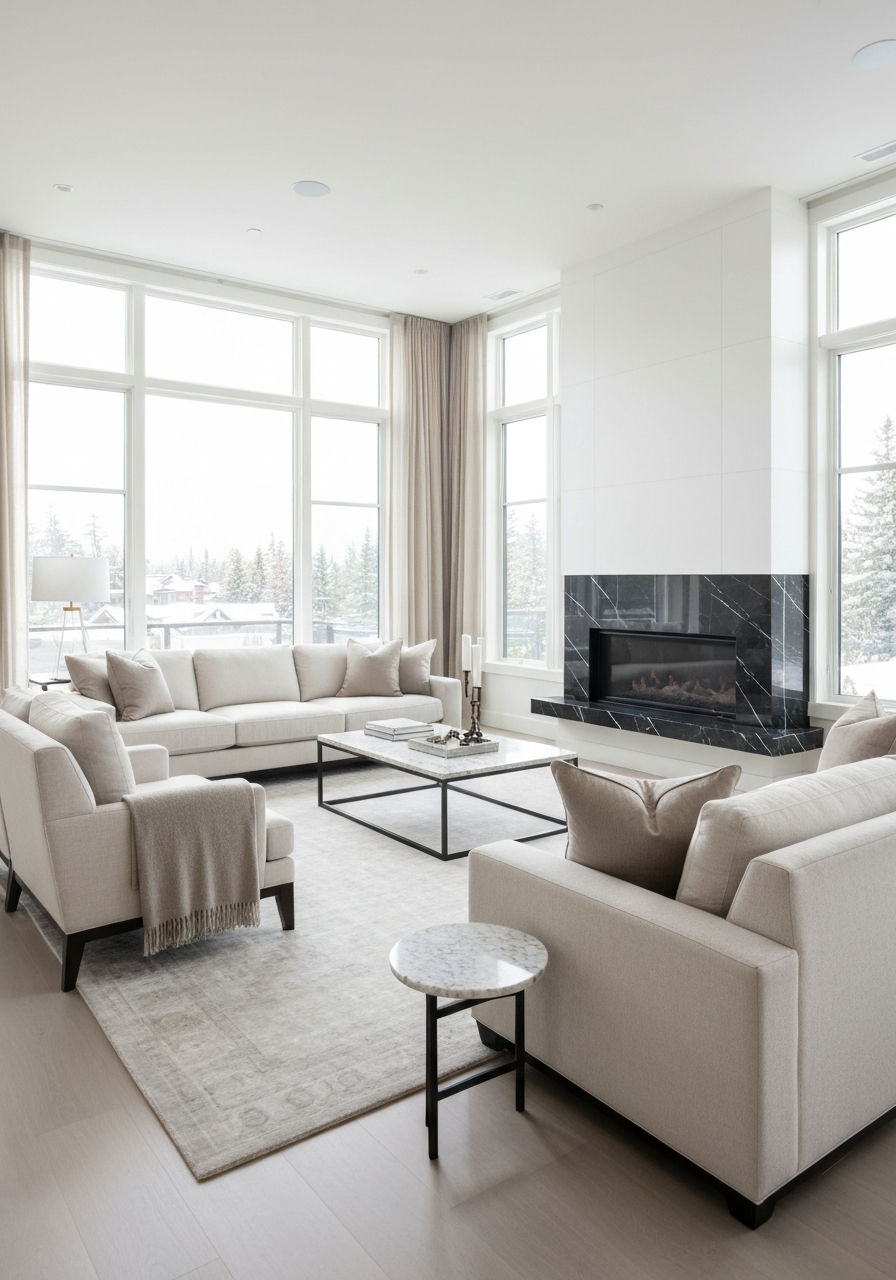 Pristine living room showing a 5-star clean