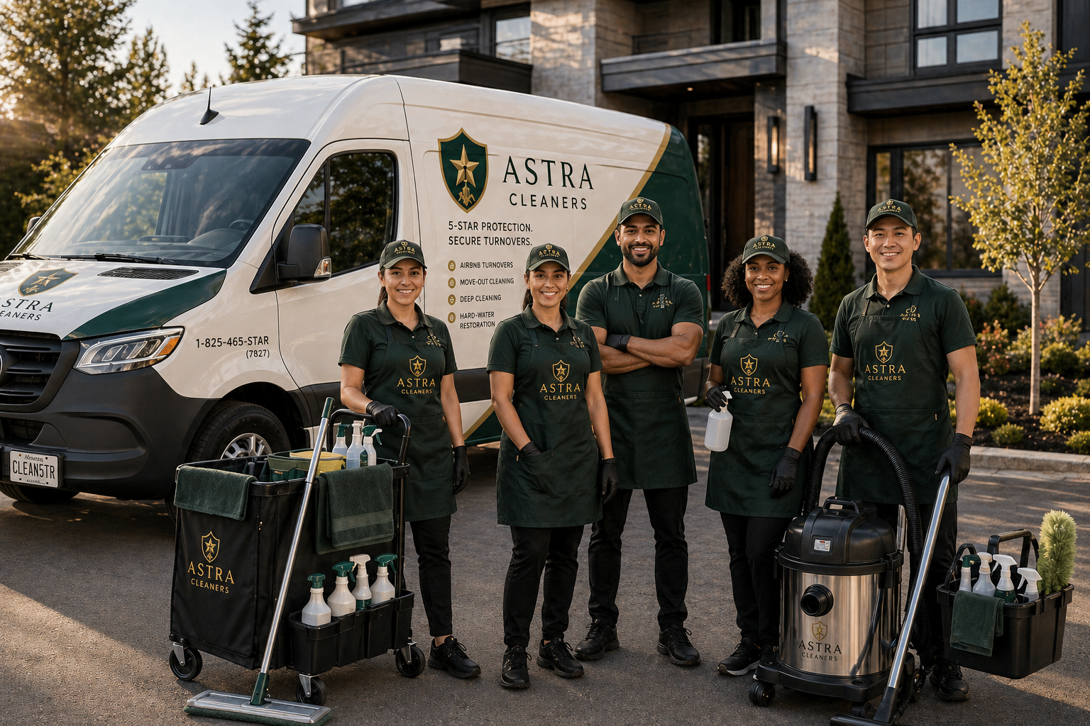Astra Cleaners Team and Vehicles