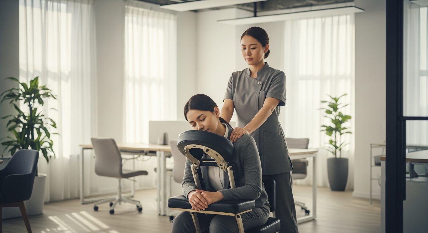 Professionele stoelmassage op kantoor
