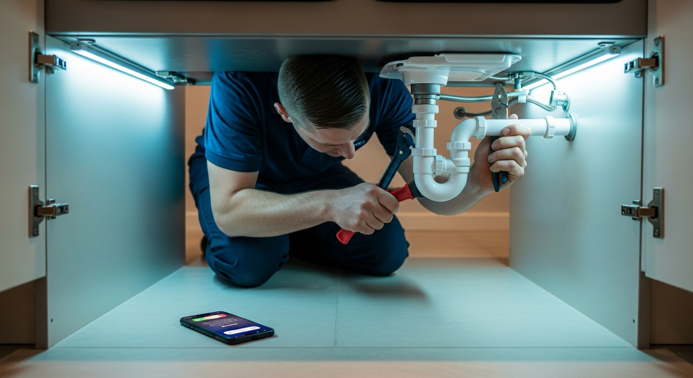 Tradesperson busy working