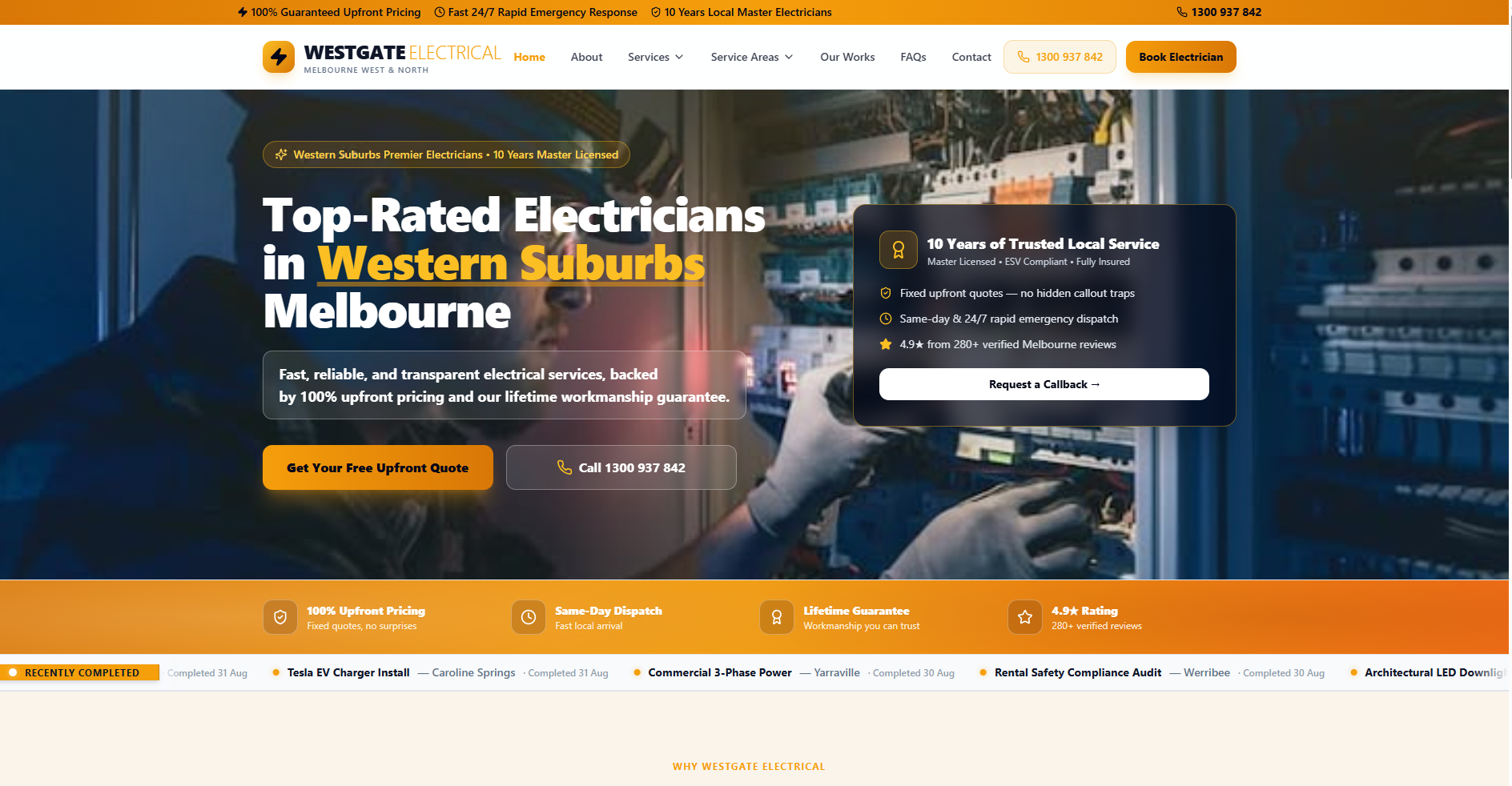 Trade website design for Melbourne Electrical Contractor
