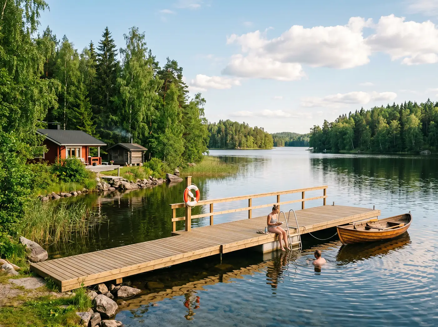 Kestävä laituri rannassa