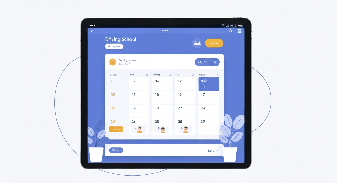 Digital calendar and scheduling interface for driving schools
