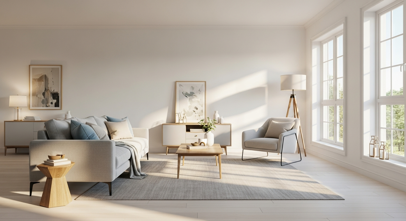 Beautifully repainted living room interior