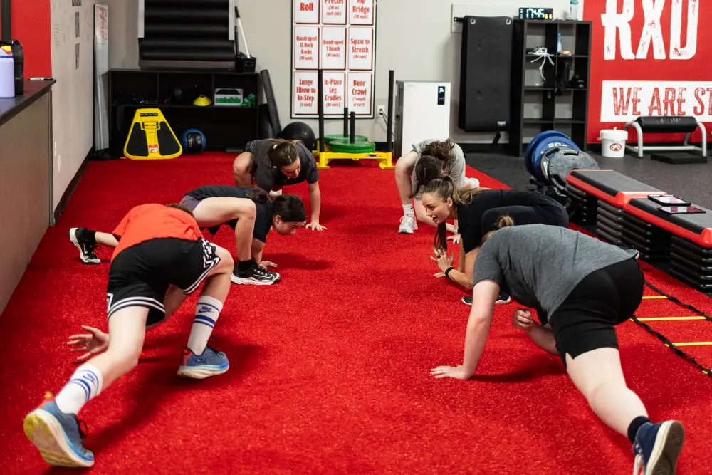 Athletes stretching