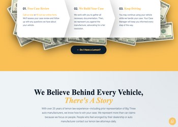Landing page for a Lemon Law Attorney.